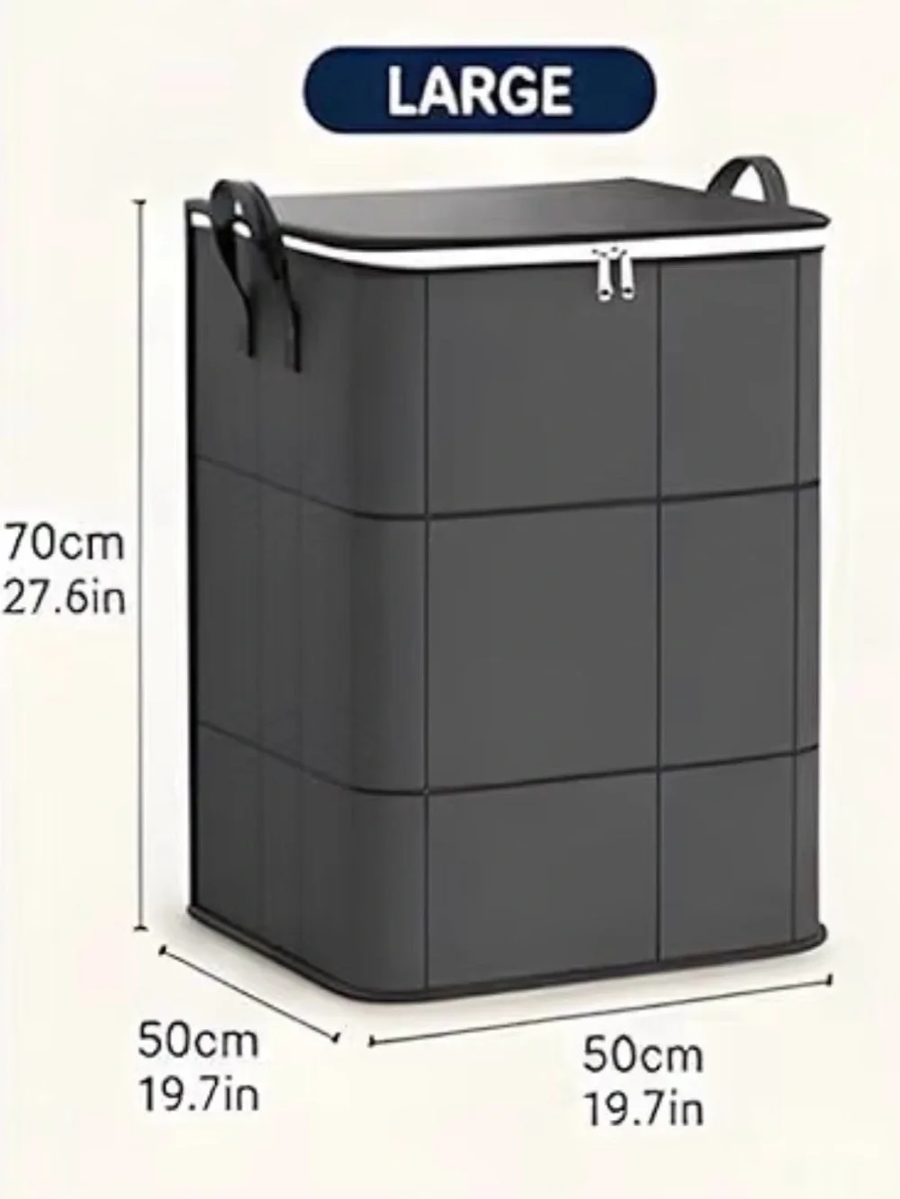 High-Capacity Gray Fabric Storage Bag with Zipper